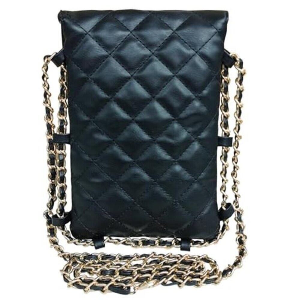 Cell Phone Crossbody Bag Quilted Vegan Leather Phone Purse with Soft Chain - Picture 6 of 13